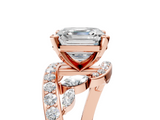Rose gold Asscher Solitaire with Pavé Twist Band and Four-Prong Setting_29