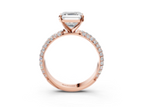 Rose gold Asscher Solitaire with Pave Band and Four-Prong Setting_24