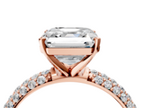 Rose gold Asscher Solitaire with Pave Band and Four-Prong Setting_25