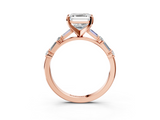 Rose gold Asscher Solitaire with Side Baguettes and Channel Set Band_10