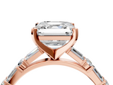 Rose gold Asscher Solitaire with Side Baguettes and Channel Set Band_11