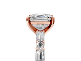 Rose gold Asscher Solitaire with Side Baguettes and Channel Set Band_12