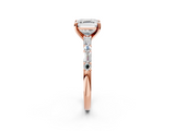 Rose gold Asscher Solitaire with Side Baguettes and Channel Set Band_9
