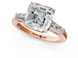 Rose gold Asscher Solitaire with Tapered Baguette Side Stones on a Classic Band with Four-Prong Setting_8