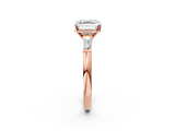Rose gold Asscher Solitaire with Tapered Baguette Side Stones on a Classic Band with Four-Prong Setting_9