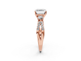 Rose gold Asscher Three-Stone Diamond Ring with Pavé Split Shank and Four-Prong Setting_26
