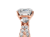 Rose gold Asscher Three-Stone Diamond Ring with Pavé Split Shank and Four-Prong Setting_29