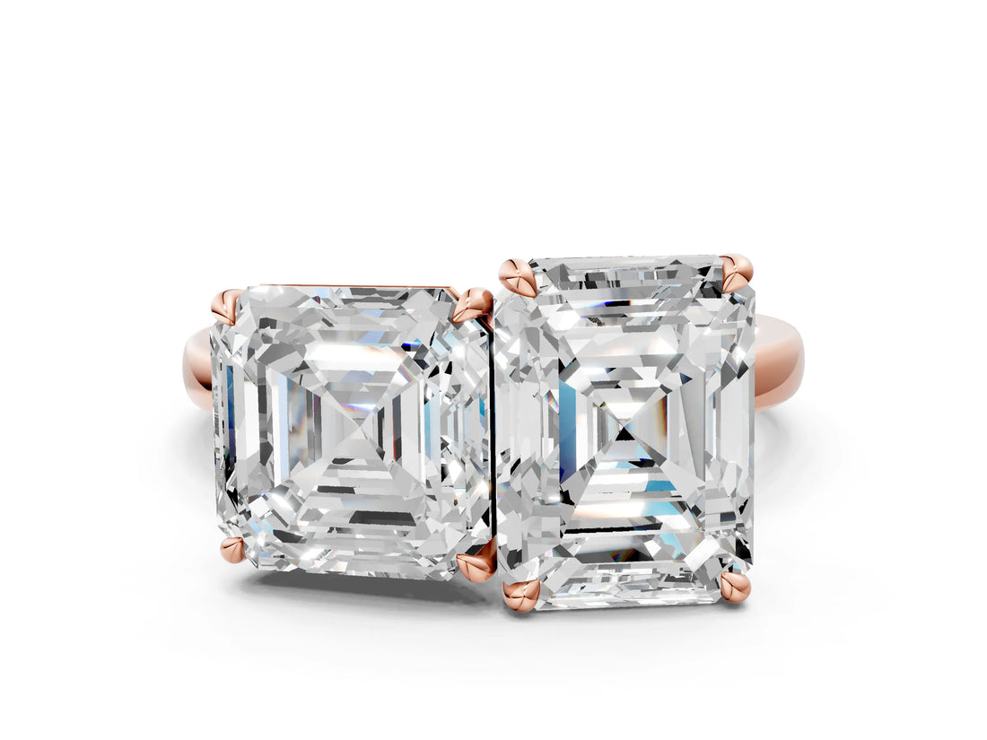 Rose gold Asscher and Emerald Cut Toi Moi Ring with Prong Setting_55