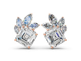 Rose gold Asscher and Marquise Diamond Cluster Stud Earrings_32