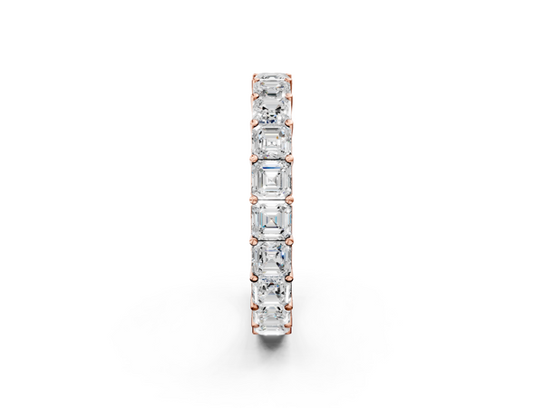 Rose gold Asscher cut diamond Eternity Band with Shared Prong Setting