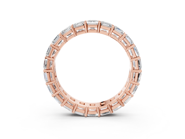 Rose gold Asscher cut diamond Eternity Band with Shared Prong Setting