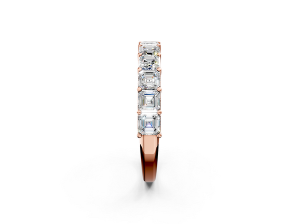 Rose gold Asscher cut diamond Half Eternity Band with Shared Prong Setting