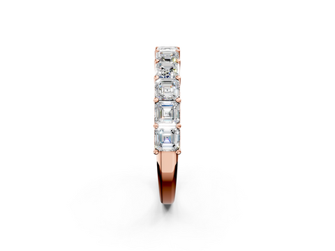 Rose gold Asscher cut diamond Half Eternity Band with Shared Prong Setting_19