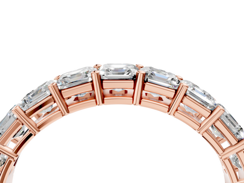 Rose gold Asscher cut diamond Half Eternity Band with Shared Prong Setting_21