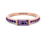 Rose gold Baguette Amethyst Pavé Band with Bar Setting_6