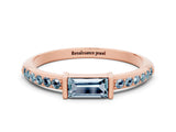 Rose gold Baguette Aquamarine Pavé Band with Bar Setting_6