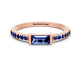 Rose gold Baguette Blue Sapphire Pavé Band with Bar Setting_6