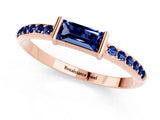 Rose gold Baguette Blue Sapphire Pavé Band with Bar Setting_7