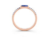 Rose gold Baguette Blue Sapphire Pavé Band with Bar Setting_9