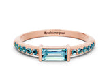 Rose gold Baguette Blue Topaz Pavé Band with Bar Setting_6