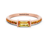 Rose gold Baguette Citrine Pavé Band with Bar Setting_6