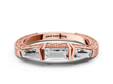 Rose gold Baguette Cut Channel Set Milgrain Band with V-Prong Setting_4