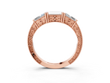 Rose gold Baguette Cut Channel Set Milgrain Band with V-Prong Setting_7