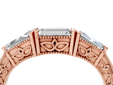 Rose gold Baguette Cut Channel Set Milgrain Band with V-Prong Setting_8