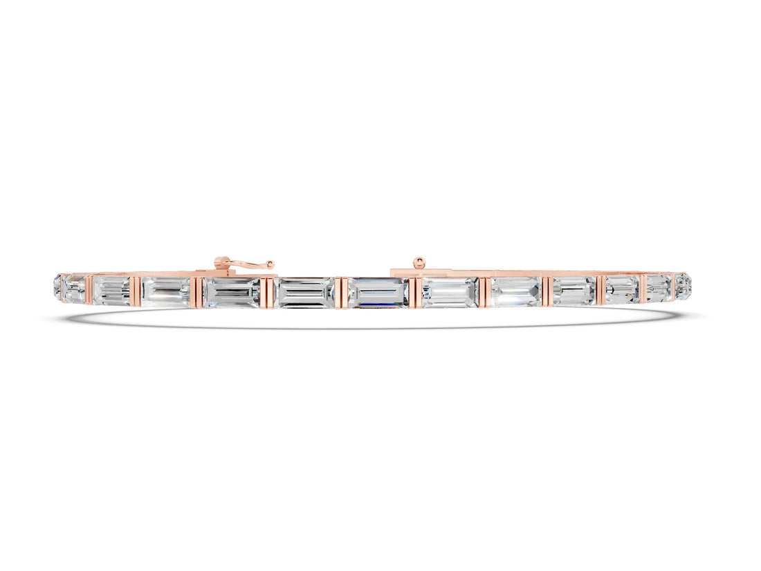 Rose gold Baguette Cut Diamond Bar Set Tennis Bracelet_8