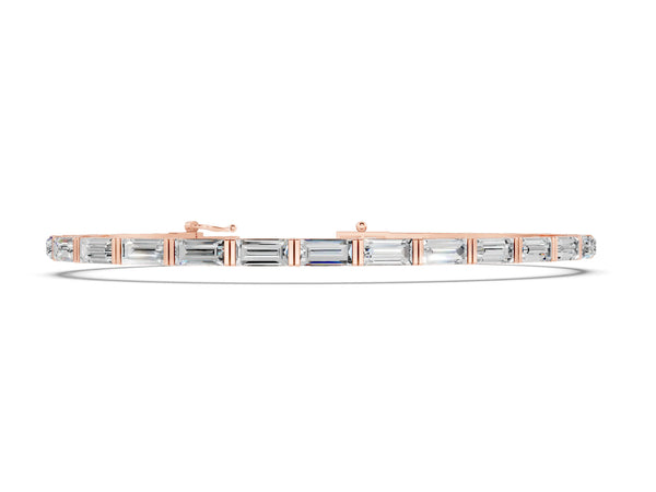 Rose gold Baguette Cut Diamond Bar Set Tennis Bracelet