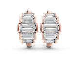 Rose gold Baguette Cut Diamond Graduated Channel Set Hoop Earrings
