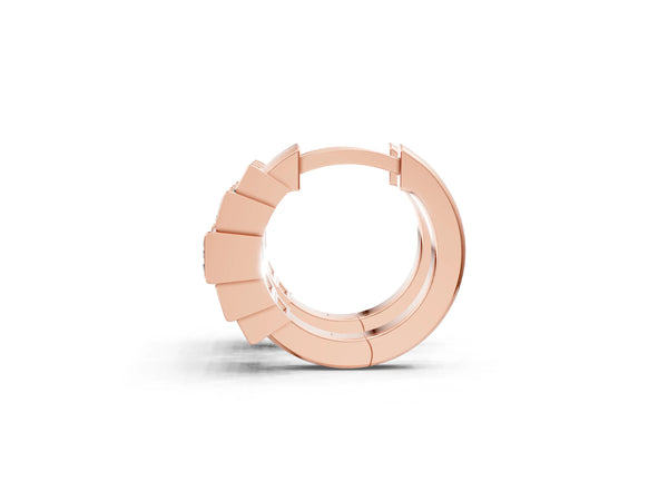 Rose gold Baguette Cut Diamond Graduated Channel Set Hoop Earrings