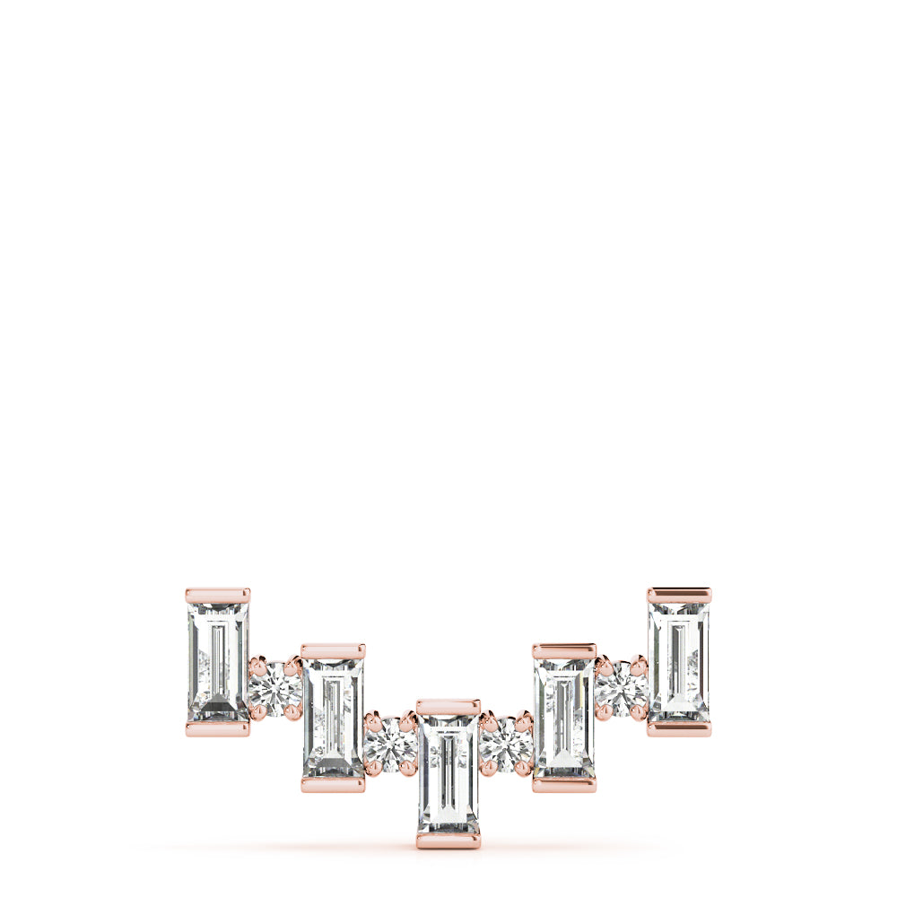 Rose gold Baguette Diamond Bar Pendant with Prong Setting 1