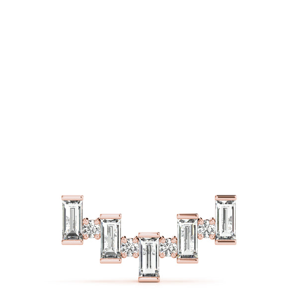 Rose gold Baguette Diamond Bar Pendant with Prong Setting