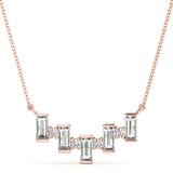 Rose gold Baguette Diamond Bar Pendant with Prong Setting