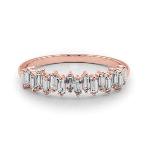 Rose gold Baguette Diamond Bar Set White Gold Band with Shared Prong Setting 1