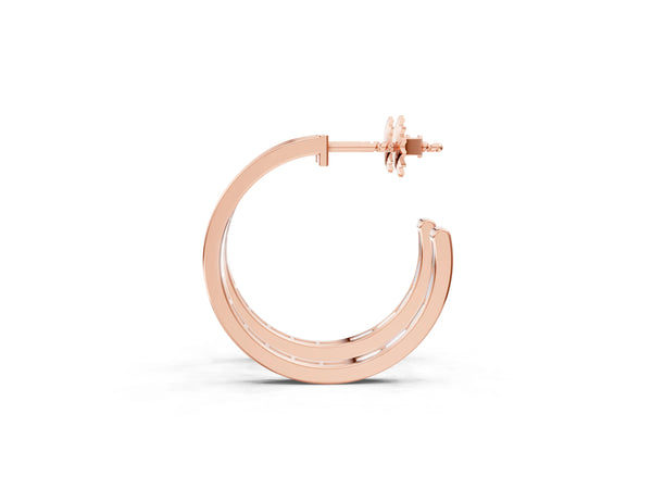 Rose gold Baguette Diamond Channel-Set Inside-Out Hoop Earrings