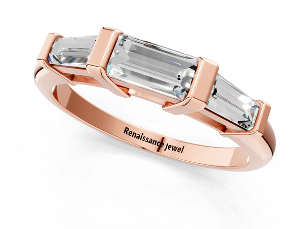 Rose gold Baguette Diamond Channel Set White Gold Band
