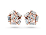 10K Rose Gold 0.75 Carat E-F VVS-VS Baguette Diamond Cluster Stud Earrings