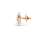 10K Rose Gold 0.75 Carat E-F VVS-VS Baguette Diamond Cluster Stud Earrings