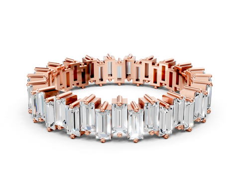 Rose gold Baguette Diamond Full Eternity Ring with Prong Setting_17