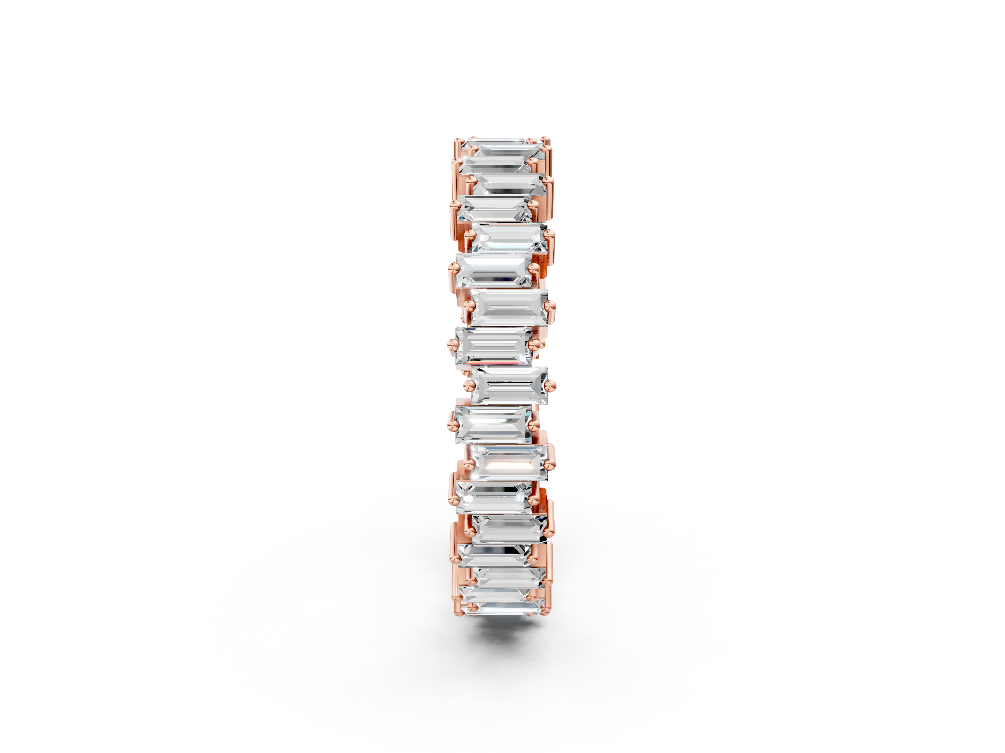 Rose gold Baguette Diamond Full Eternity Ring with Prong Setting_19