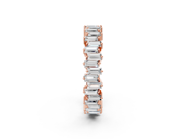 Rose gold Baguette Diamond Full Eternity Ring with Prong Setting
