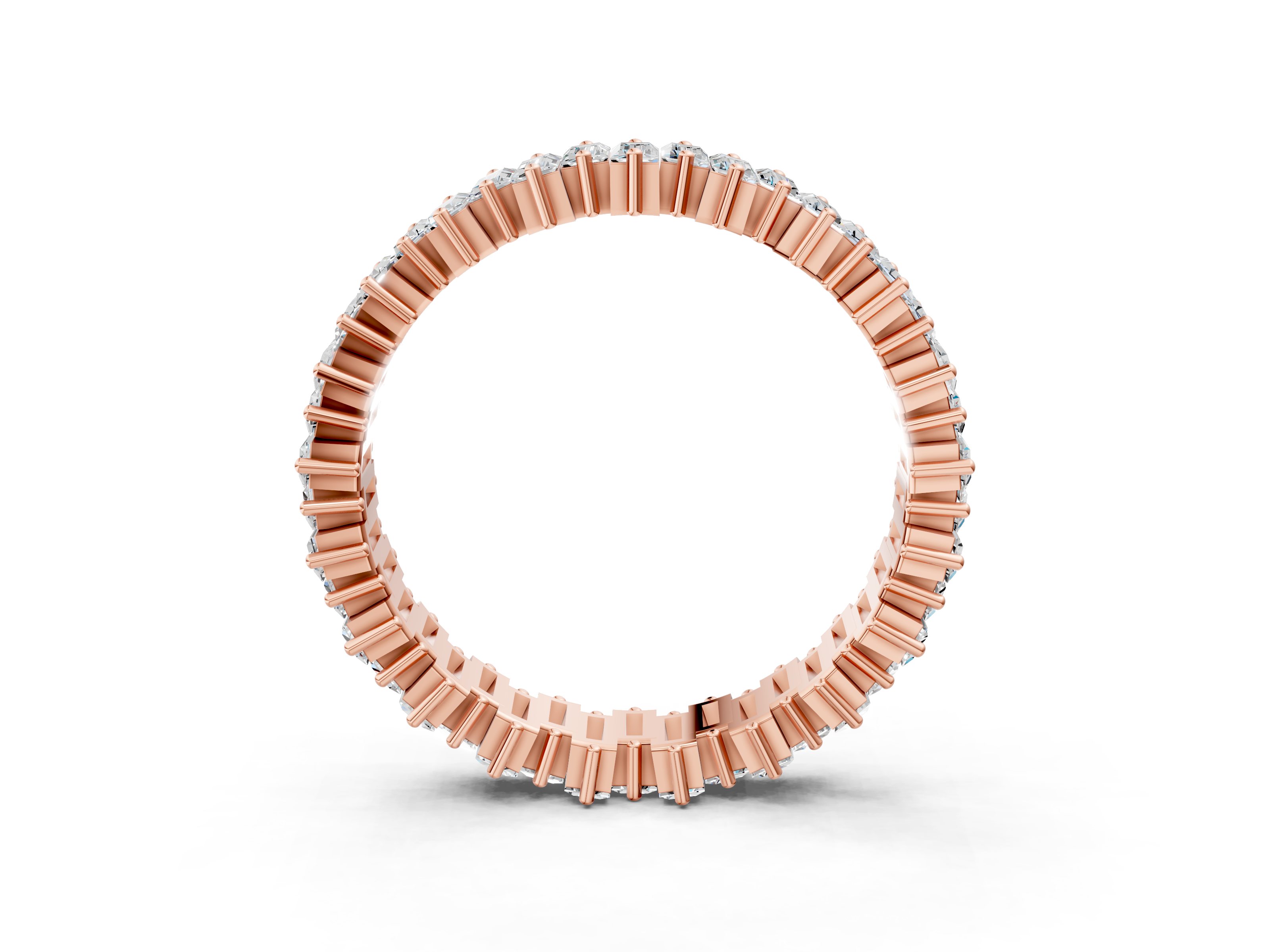 Rose gold Baguette Diamond Full Eternity Ring with Prong Setting_20