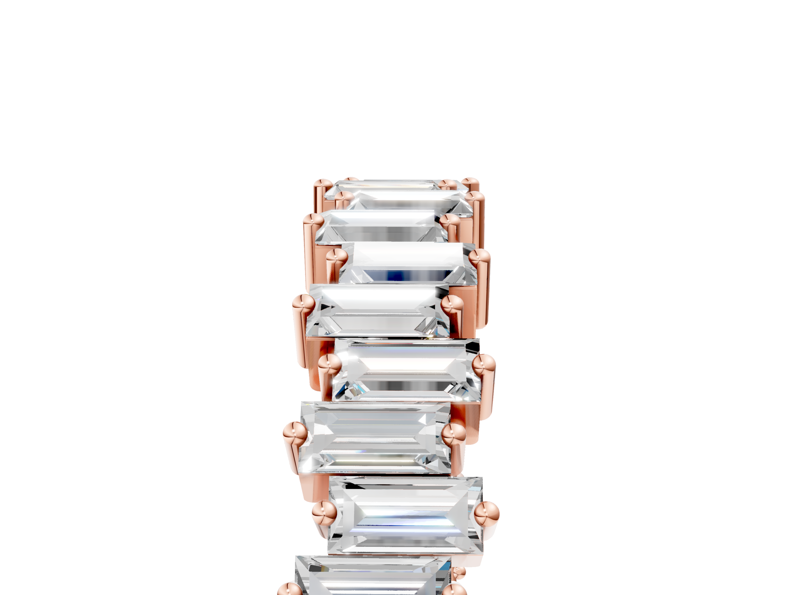 Rose gold Baguette Diamond Full Eternity Ring with Prong Setting_22