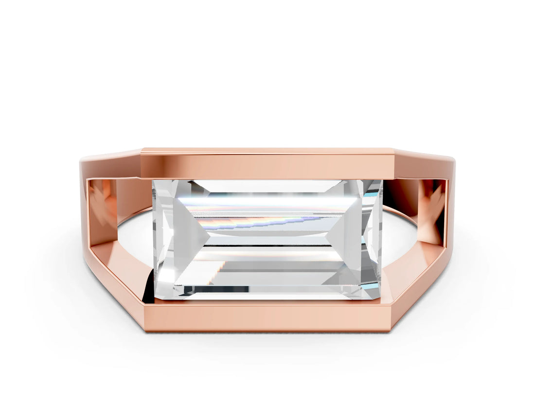 Rose gold Baguette Diamond Geometric Solitaire Ring