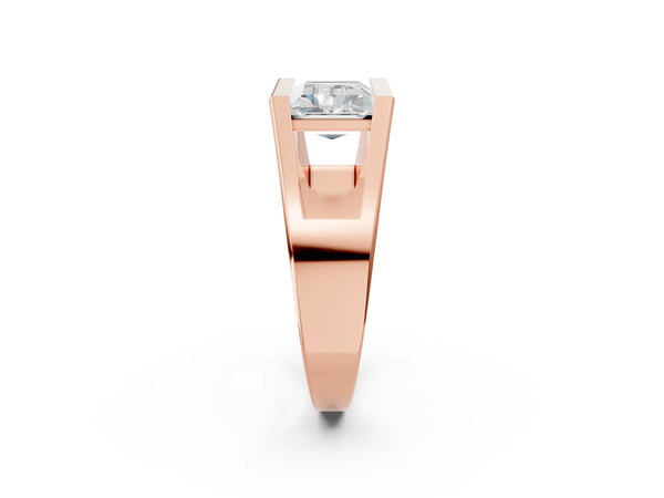 Rose Gold Baguette East-West Geometric Solitaire Engagement Ring Setting with Open Sides