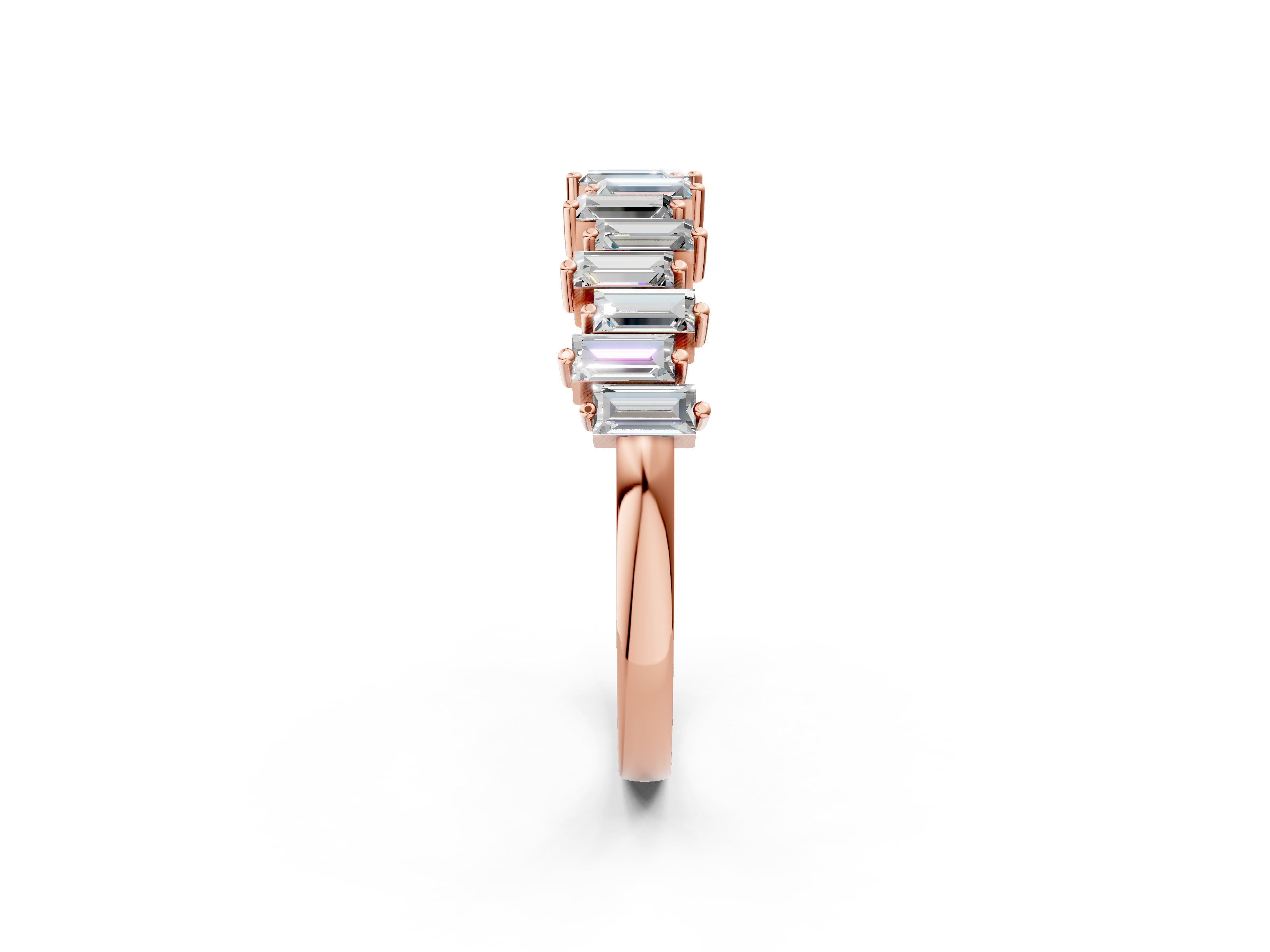 Rose gold Baguette Diamond Half Eternity Ring with Prong Setting_70