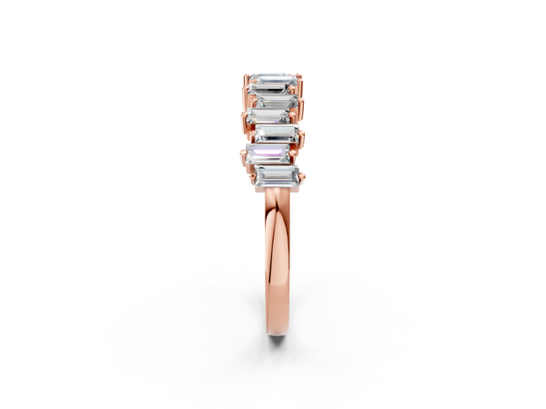 Rose gold Baguette Diamond Half Eternity Ring with Prong Setting