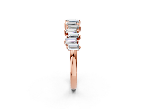 Rose gold Baguette Diamond Half Eternity Ring with Prong Setting_70